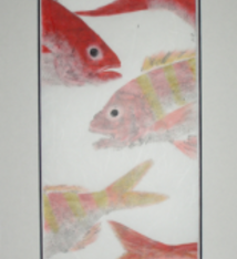Brandon Tengan BOTTOM FISH TRIO - GYOTAKU PRINT - 7X17