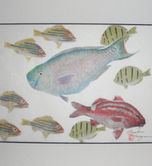 Brandon Tengan REEF'S EDGE II - GYOTAKU PRINT - 11X14