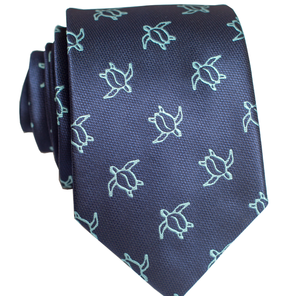 Pineapple Palaka Honu Big Blue: Modern Necktie