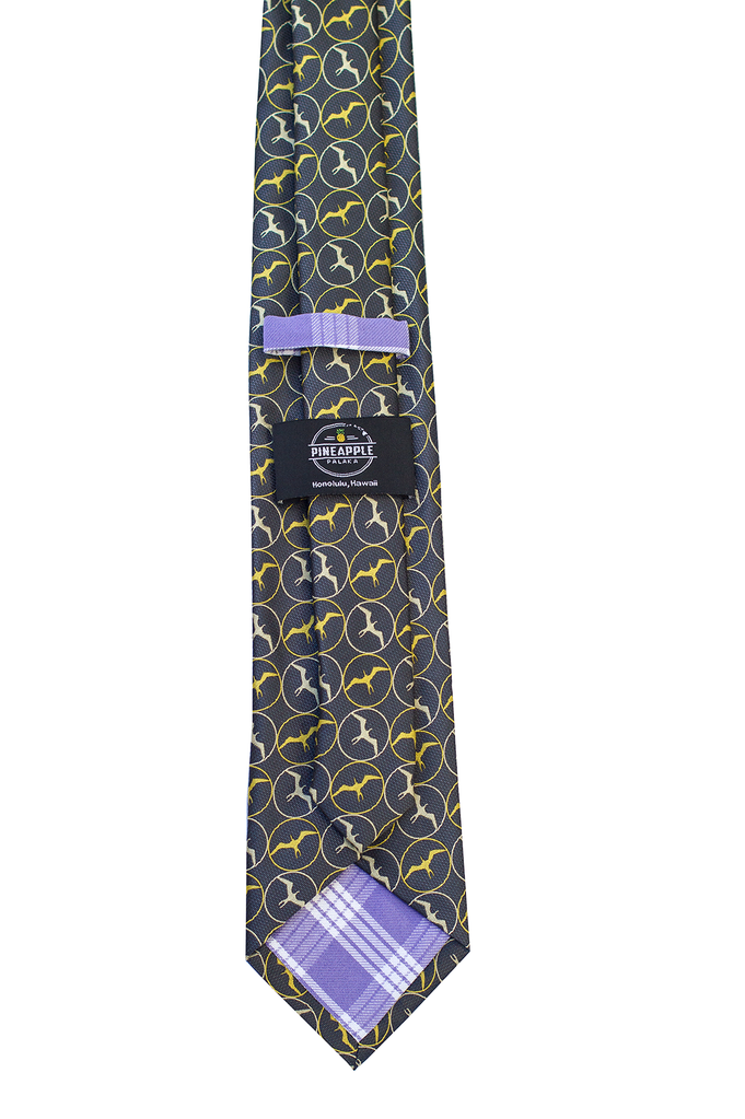 Pineapple Palaka Iwa Black/Gold Modern Necktie