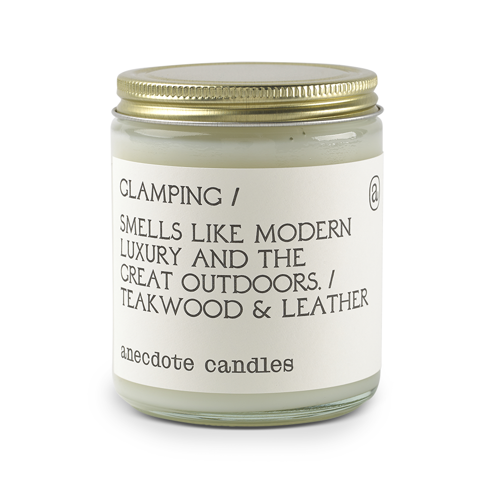 Anecdote Candles Glamping (Teakwood & Leather) Glass Jar Candle (7.8oz  Glass Jar)