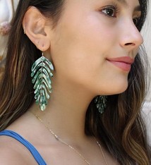 Misha Lam EARRINGS: BANANA LEAF GREEN GF
