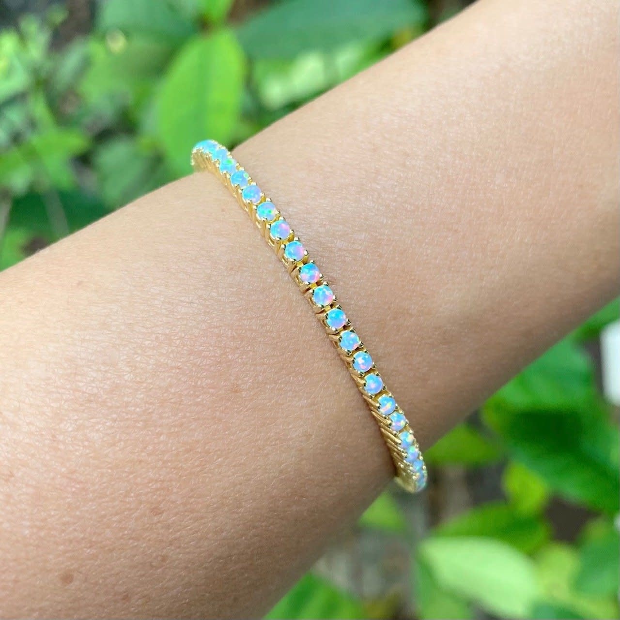 Oval Opal Bracelet with Octagonal Halo | Angara