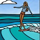 Heather Brown Summer Surf Girl, 11x14 OE, Matted Sugarcane Fine Art Print (M)