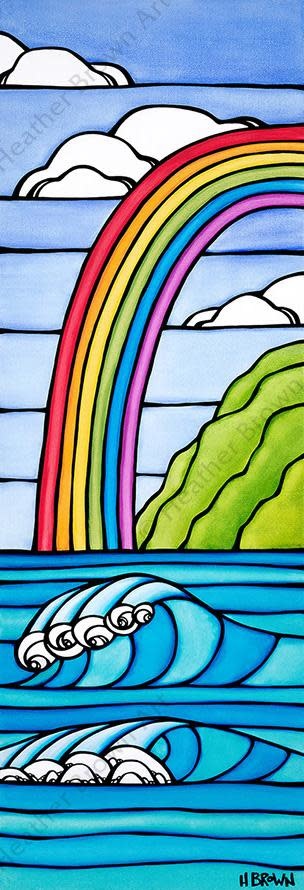 Heather Brown Rainbow to the Sea, 10x20 OE, Matted Sugarcane Fine Art Print