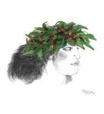 Pegge Hopper GREEN HAKU, 12x12 PRINT ON PAPER WITH BACKING