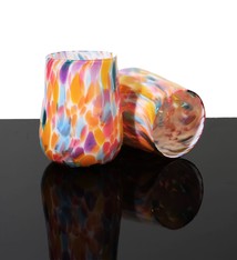 Brad Smith Studios HANDBLOWN GLASS WINE GLASS: RAINBOW MIX