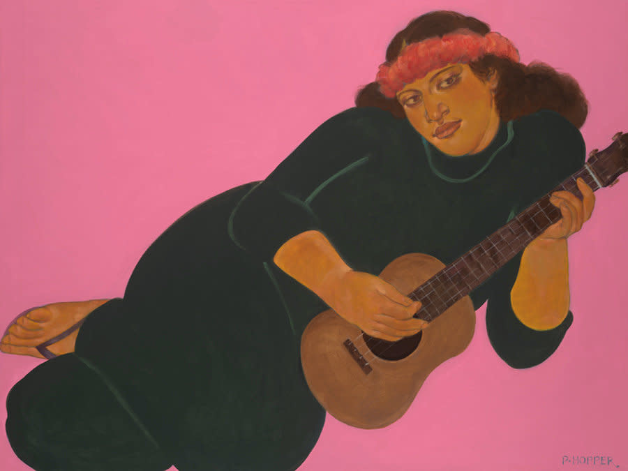 Pegge Hopper UKULELE,  16X20 PRINT ON PAPER WITH BACKING