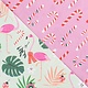 Wrappily 3 PACK GIFT WRAP: FELIZE FLAMINGOS/CANDY CANE