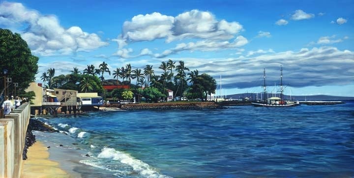 Lynne Boyer Lahaina Waterfront,  11x14 Giclee with Mat, Open Collection