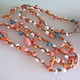 MiNei Designs #2530 Necklace:  30" Spring Fling of Corals, Turquoise, Rice Pearls and Shells