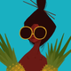 Punky Aloha Pineapple Girl (Howz Dem Pineapples) 11x14 Matted Art Print