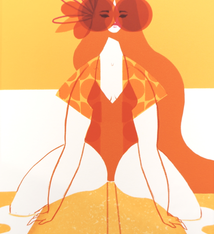 Punky Aloha Surf Goddess,11x14 Matted Art Print