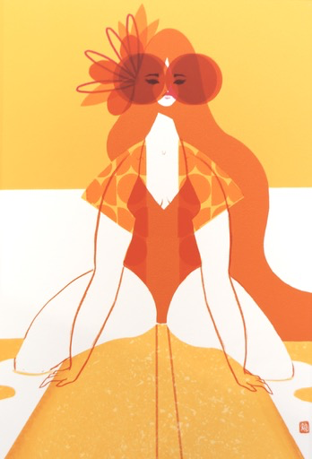 Punky Aloha Surf Goddess, 16x20 Matted Art Print