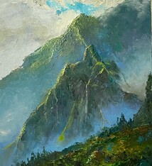 Ed Furuike Mana O Ke Ko'olau, 18X24  Framed Original Palette Knife Oil Painting