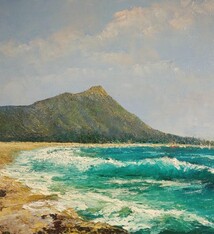 Ed Furuike Diamondhead, A Quiet Sunday Morning, 20X24 Framed Original Palette Knife Oil Painting