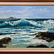 Ed Furuike High Surf, Kailua Beach, 24X48 Framed Original Palette Knife Oil Painting