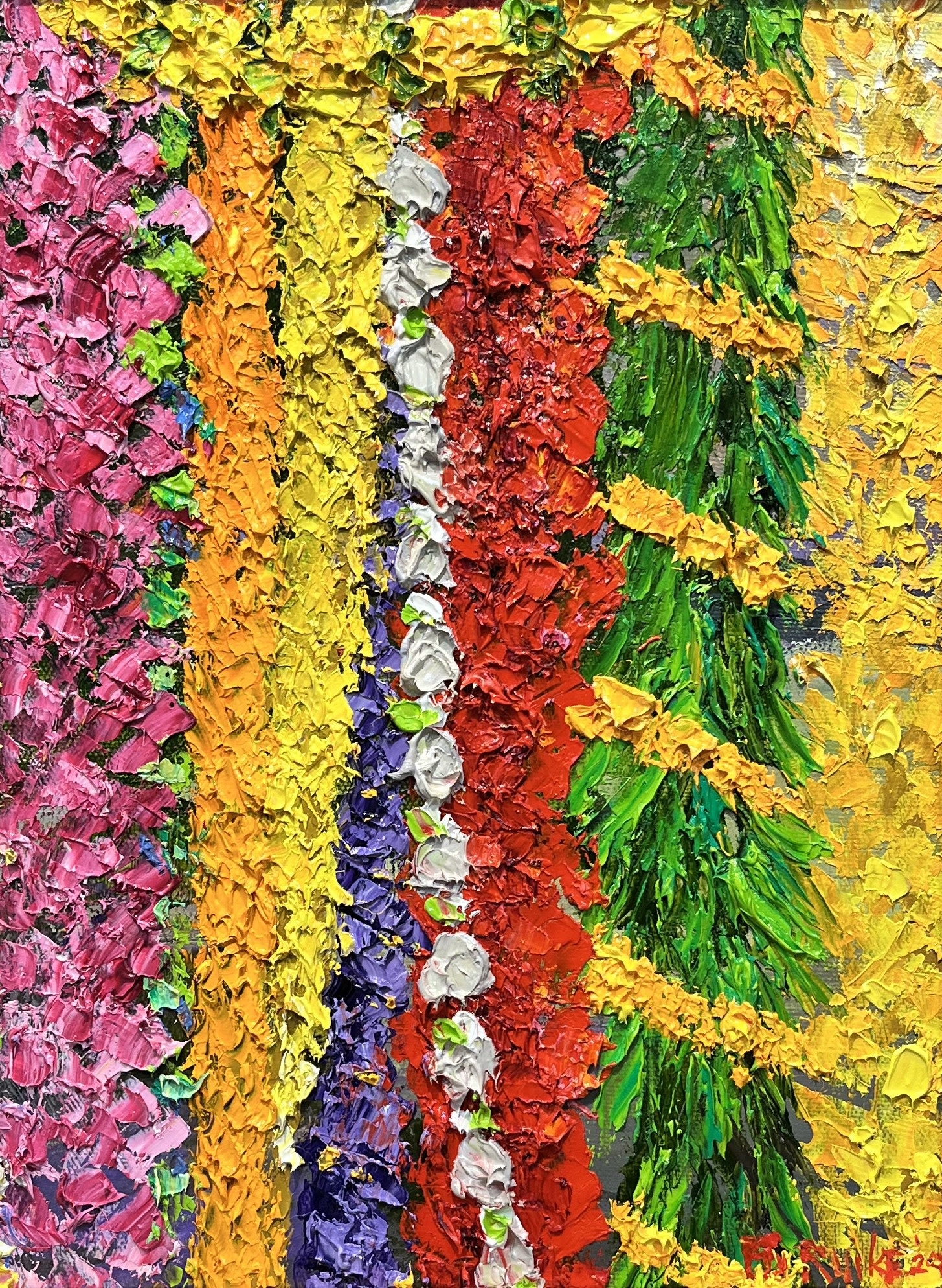 Ed Furuike Aloha!, 9X12 Framed Original Palette Knife Oil Painting