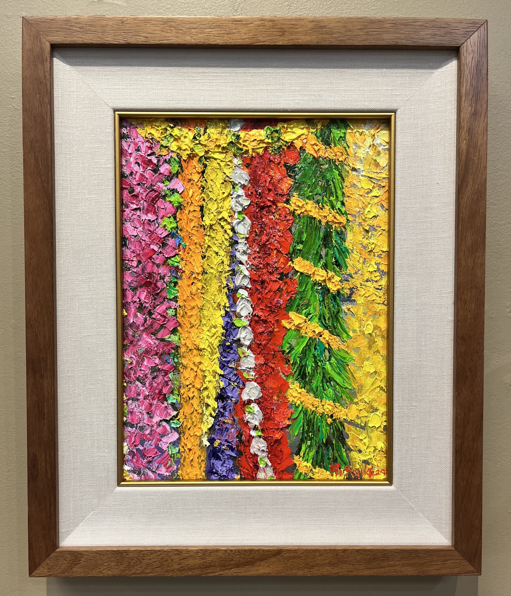 Ed Furuike Aloha!, 9X12 Framed Original Palette Knife Oil Painting