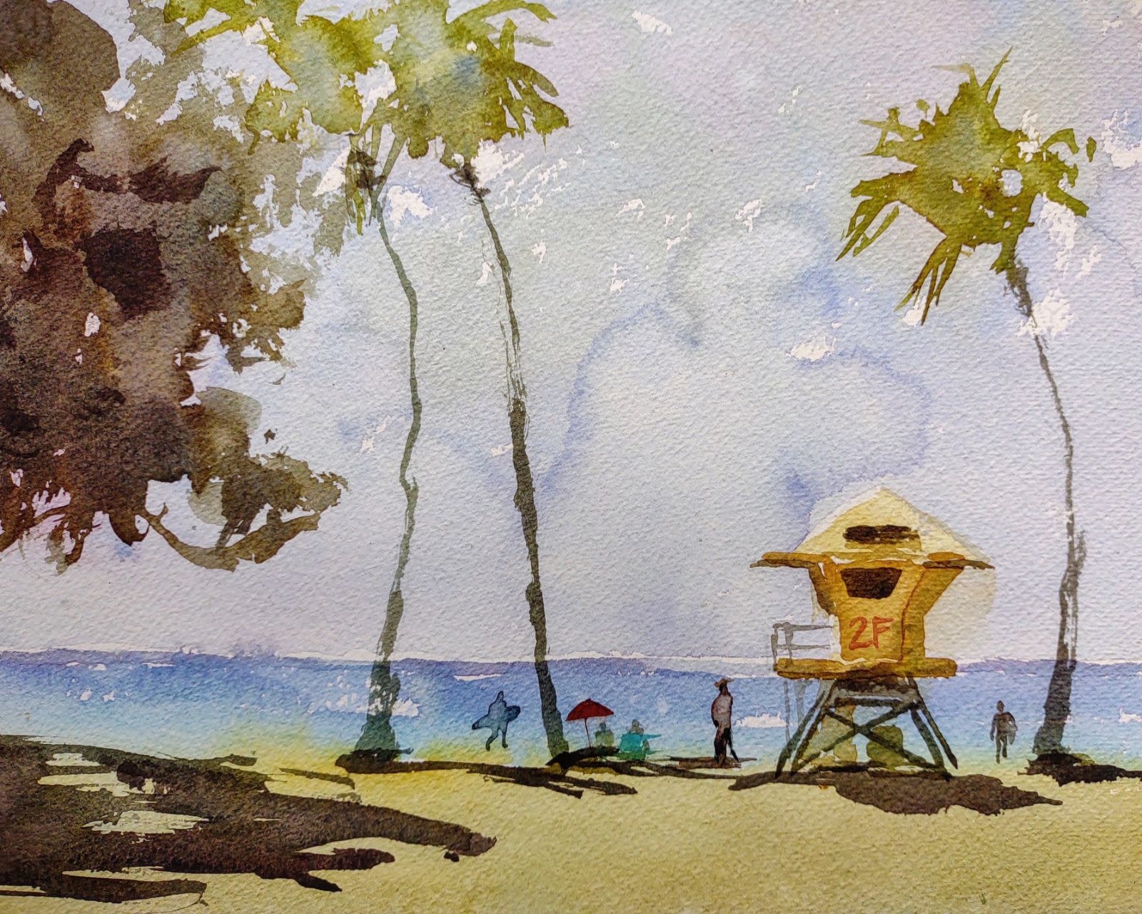 Janet Meinke-Lau PUBLICS- 14X10  FRAMED ORIGINAL WATERCOLOR PAINTING ON PAPER (21X17 WITH FRAME)