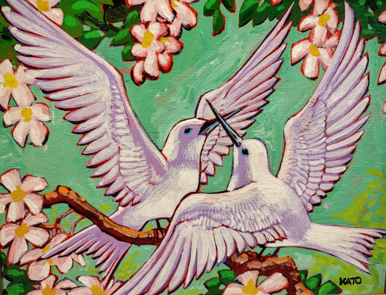 Gary Kato MANU-O-KU, 8X10 ORIGINAL ACRYLIC PAINTING, FRAMED (GK-1004)