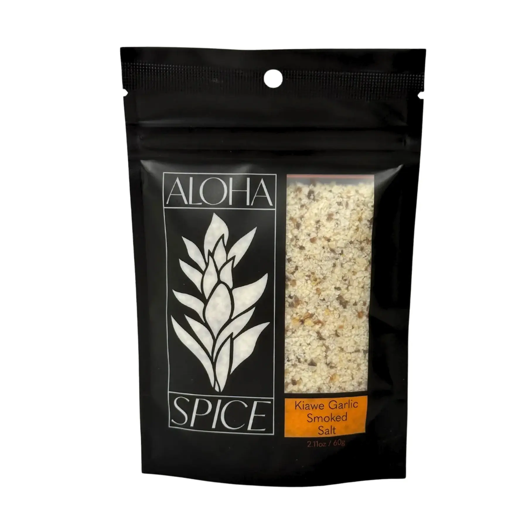 Aloha Spice KIAWE SMOKED GARLIC HAWAIIAN SEA  SALT 2.11 OZ STAND UP POUCH