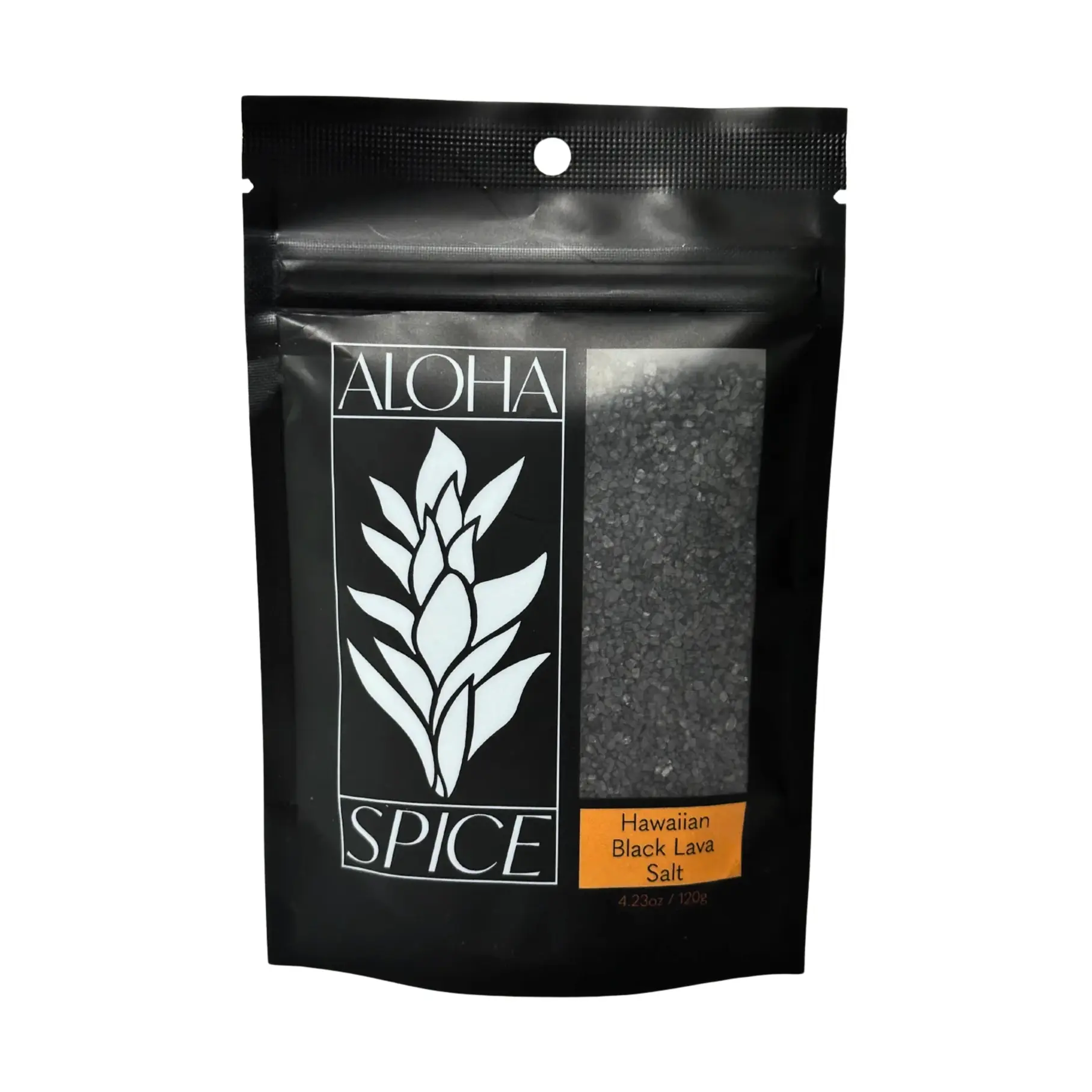 Aloha Spice BLACK LAVA HAWAIIAN SEA SALT 4.23  OZ STAND UP POUCH