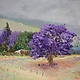 Ed Furuike Under the Jacaranda Tree, Upcountry Makawao, a 16X20 Framed Original Palette Knife Oil Painting