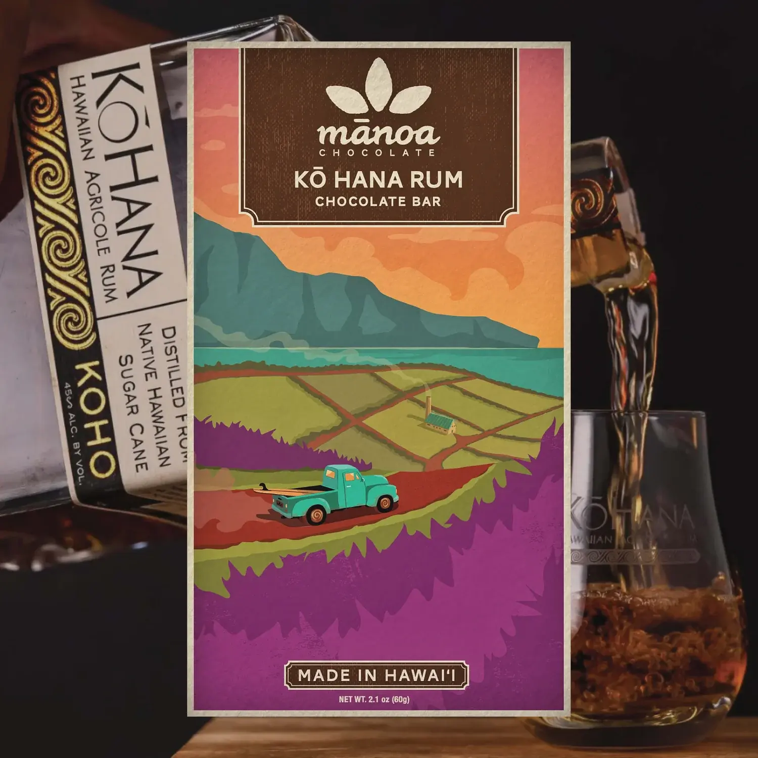 Manoa Chocolate KOHANA RUM Chocolate Bar