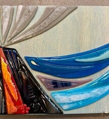 Shelly Batha Pele's Beauty, 8x10 Fused Glass on Wood Panel