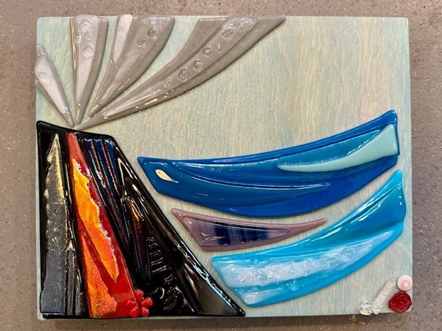 Shelly Batha Pele's Beauty, 8x10 Fused Glass on Wood Panel