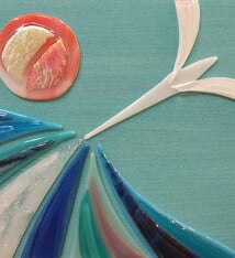 Shelly Batha Seabird Soar, 9x12 Fused Glass on Wood Panel