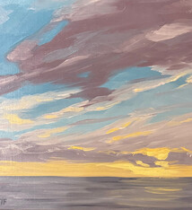 Teresa Field SUNLIGHT IN HAWAII, 8X8 ORIGINAL OIL ON WOOD PANEL