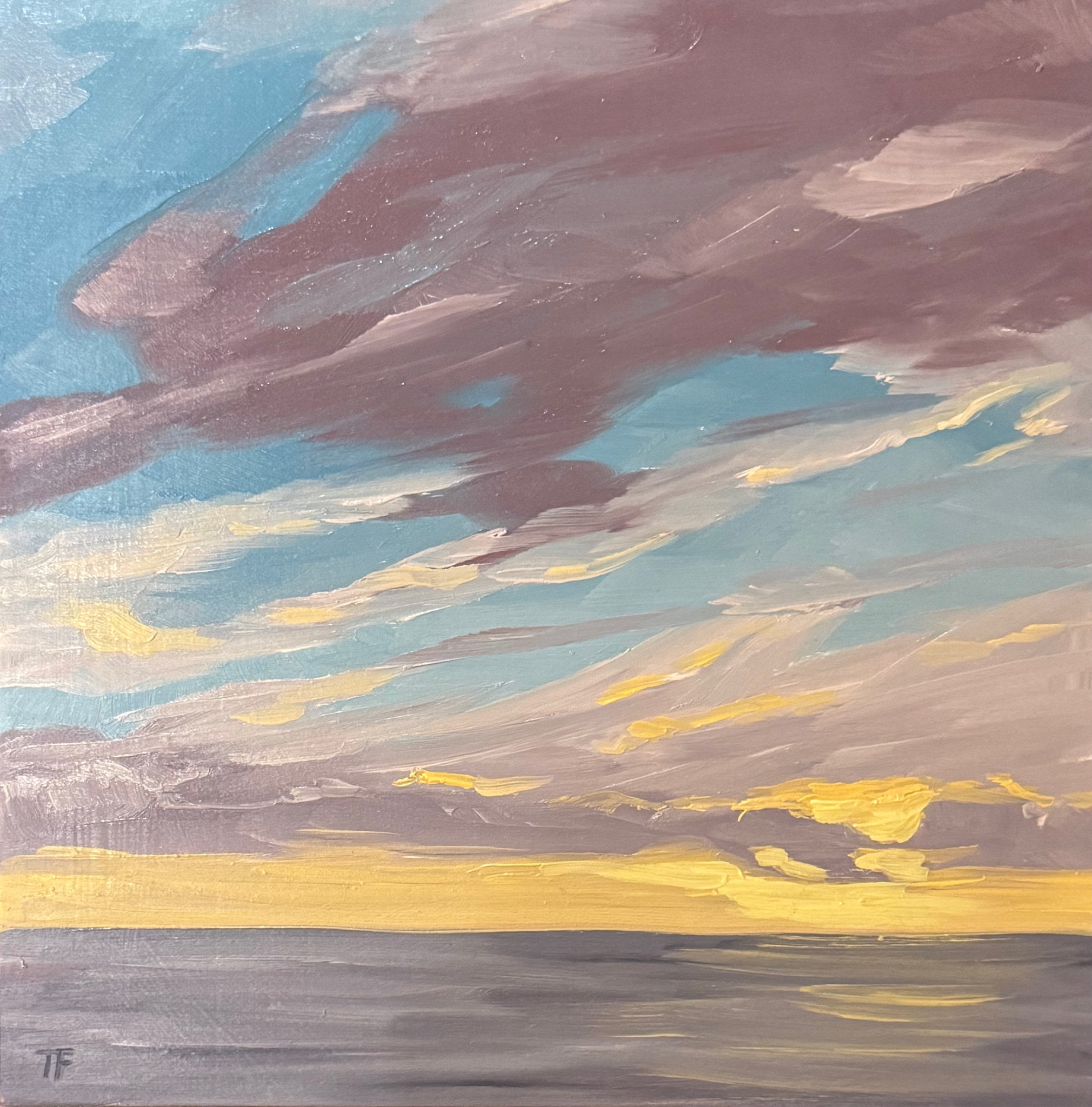 Teresa Field SUNLIGHT IN HAWAII, 8X8 ORIGINAL OIL ON WOOD PANEL