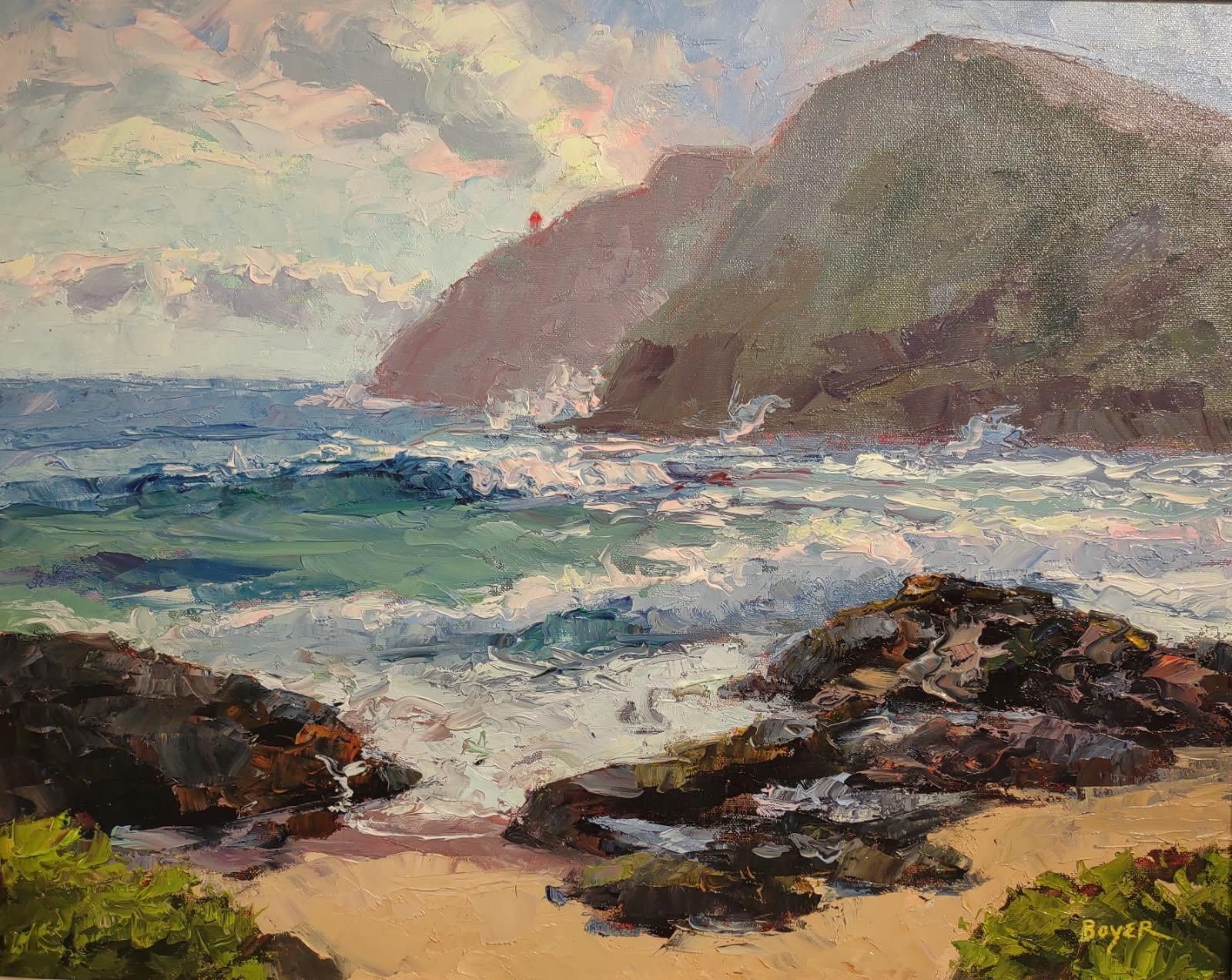 Lynne Boyer MAKAPUU VIBRANCE, 16X20 ORIGINAL OIL ON CANVAS WITH DELUXE WOOD FRAME