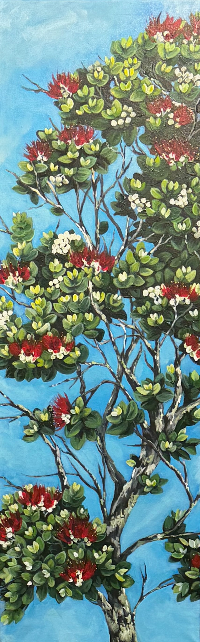 Ellen Michino OHIA LEHUA, ORIGINAL OIL PAINTING 12X36 FRAMED