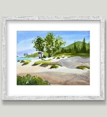 Matt Coffman KAILUA DUNES, ORIGINAL WATERCOLOR PAINTING, 11X14 (17.5X21.5 FRAMED)
