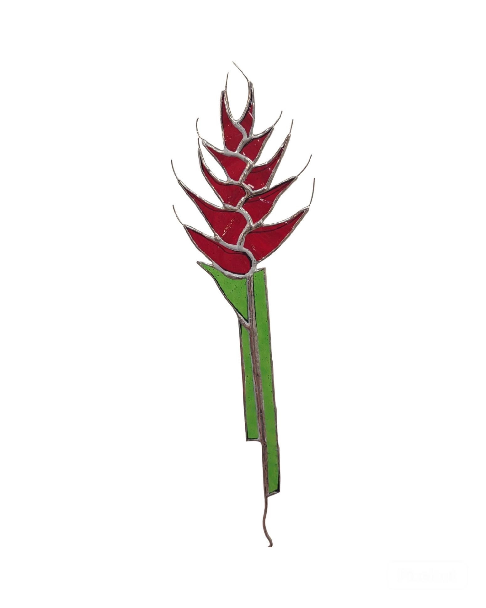 Clyde Oishi Individual Stained Glass Flower Stem: HELICONIA