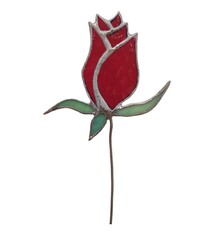 Clyde Oishi Individual Stained Glass Flower Stem: ROSE