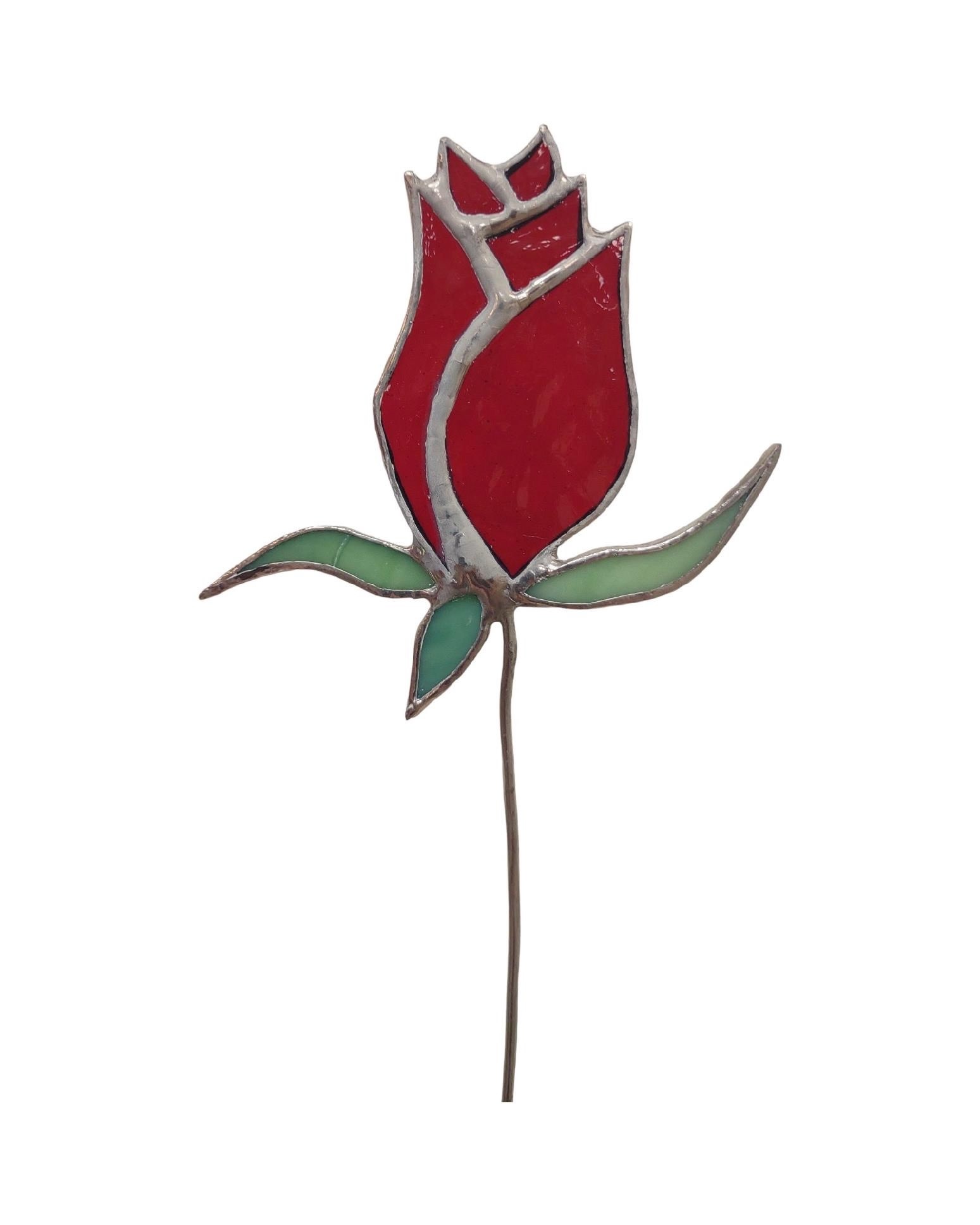Clyde Oishi Individual Stained Glass Flower Stem: ROSE