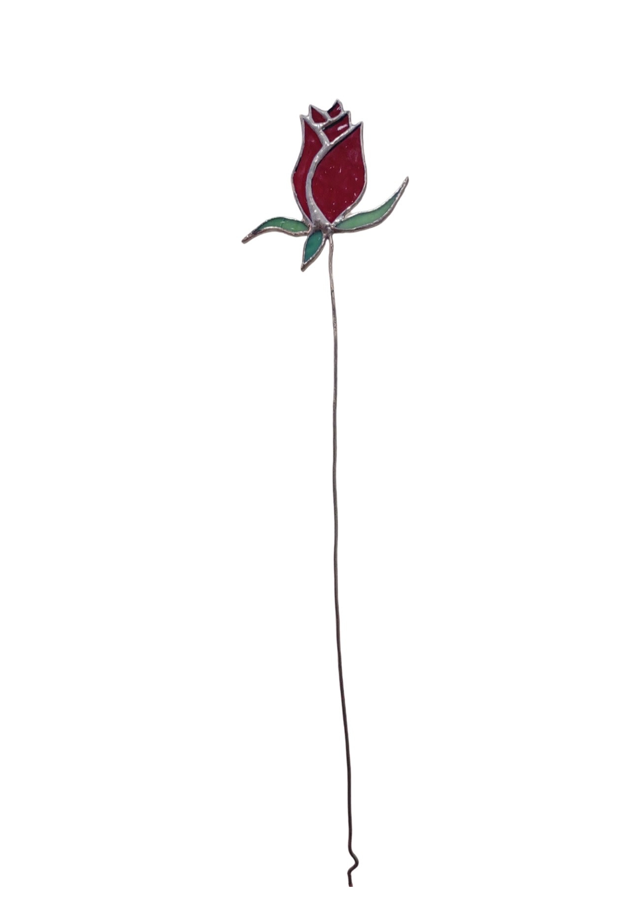 Clyde Oishi Individual Stained Glass Flower Stem: ROSE