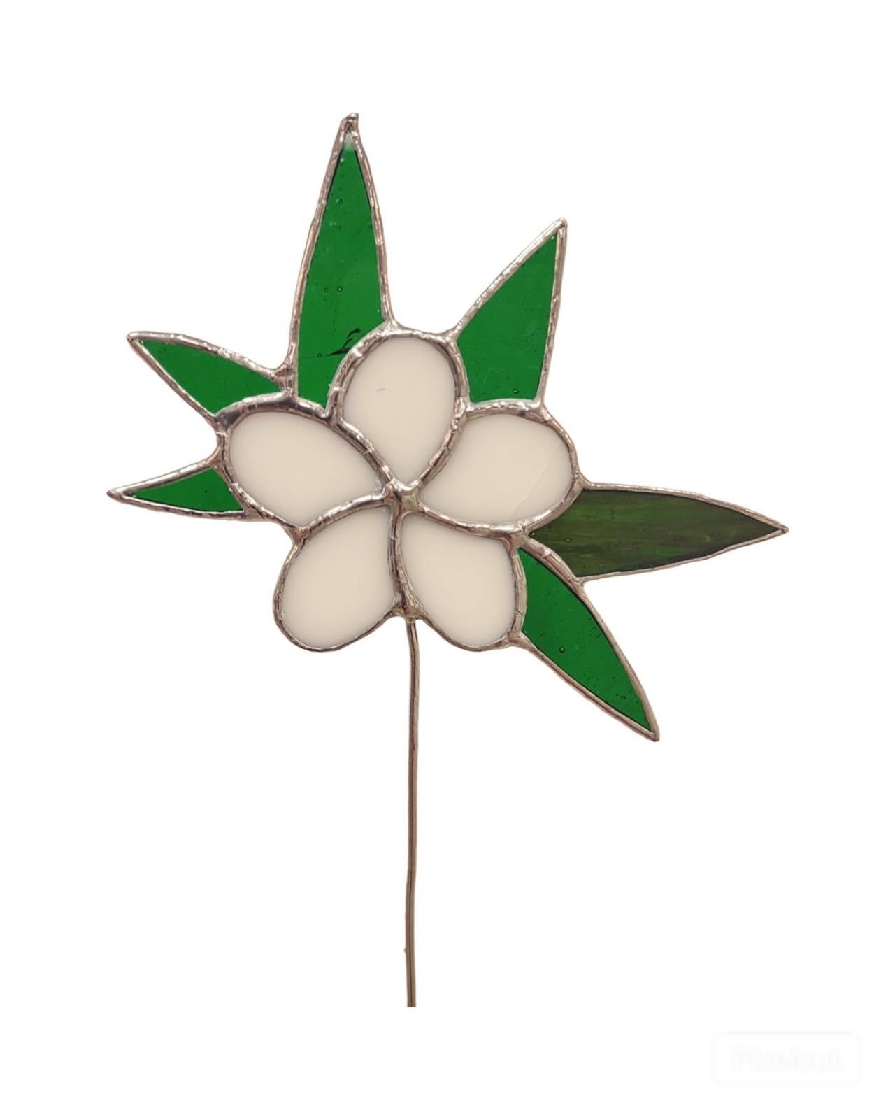 Clyde Oishi Individual Stained Glass Flower Stem: Plumeria