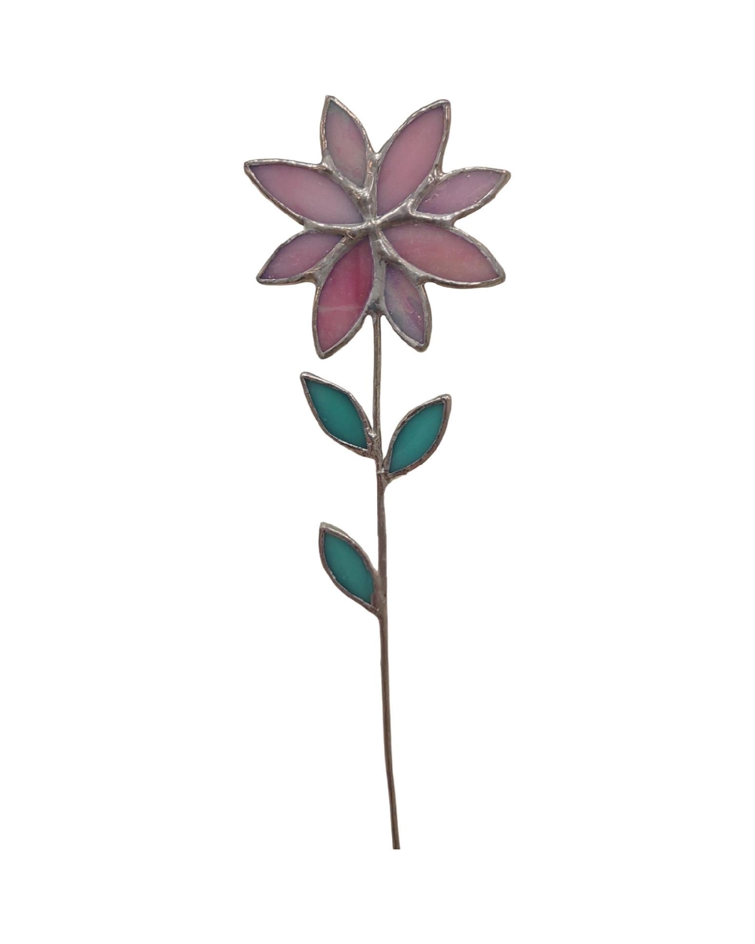Clyde Oishi Individual Stained Glass Flower Stem: DAHLIA