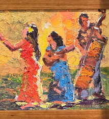 Mark Brown Trio of Song and Dance, 8x10 Original Oil Painting, Framed