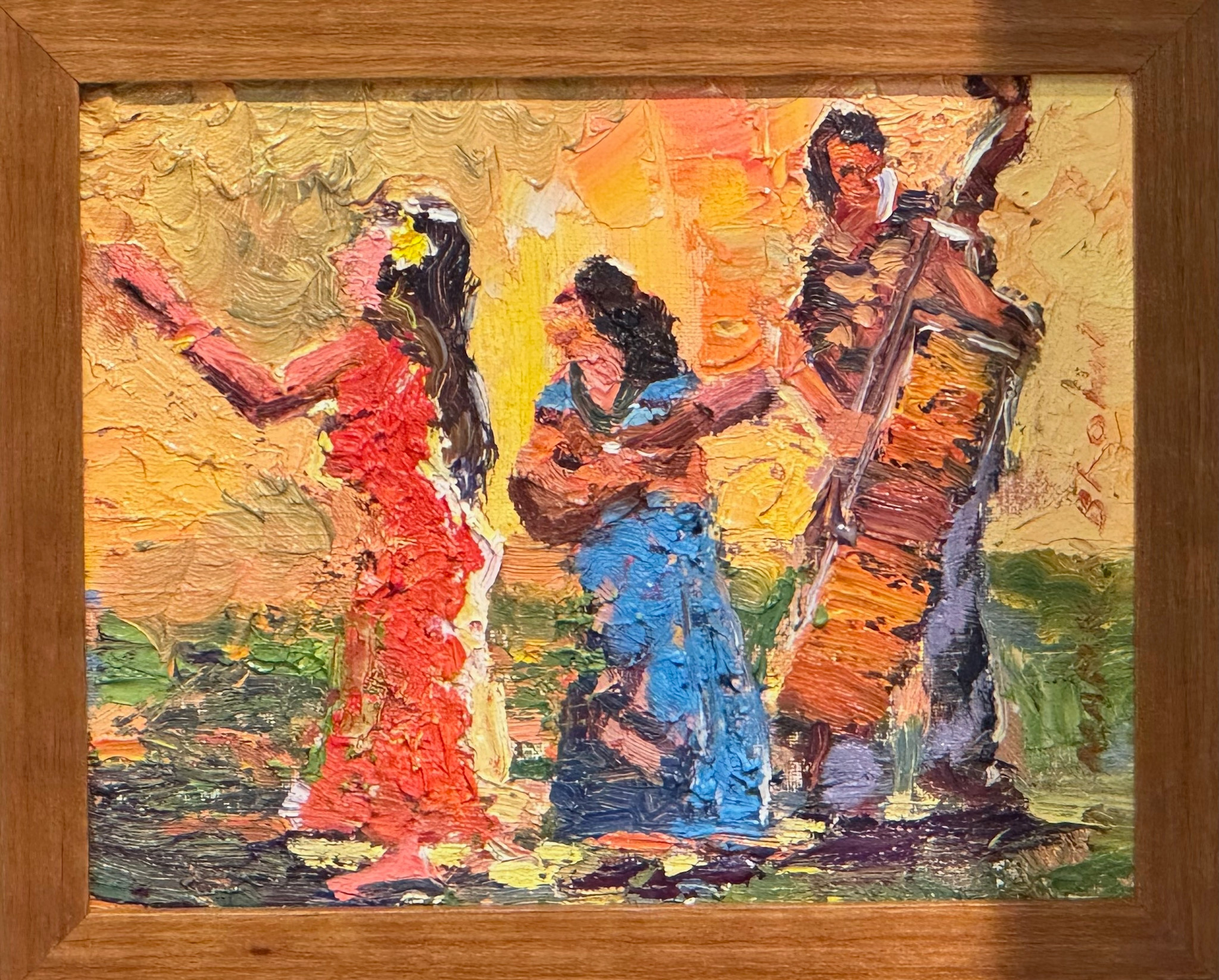 Mark Brown Trio of Song and Dance, 8x10 Original Oil Painting, Framed
