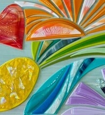 Shelly Batha Anuenue, 16x20 Fused Glass on Wood Panel