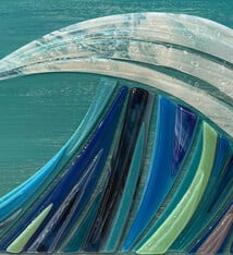 Shelly Batha Wave, 12x16 Fused Glass on Wood Panel