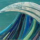 Shelly Batha Wave, 12x16 Fused Glass on Wood Panel