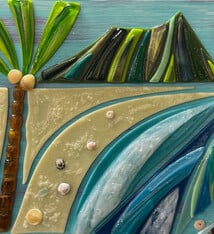 Shelly Batha I Love Diamond Head, 12x12 Fused Glass on Wood Panel