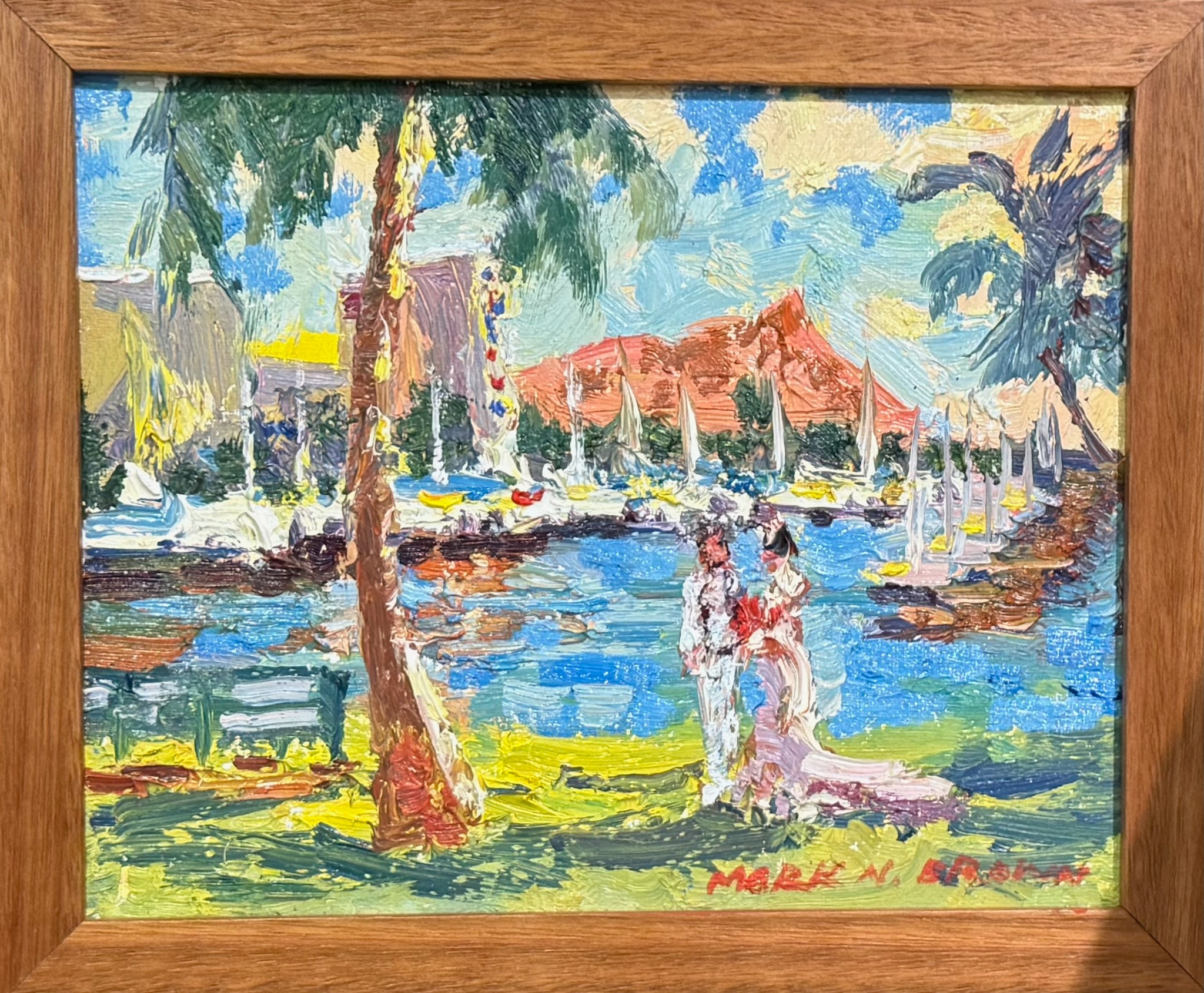 Mark Brown Magic Island Wedding, 8x10 Original Oil Painting, Framed